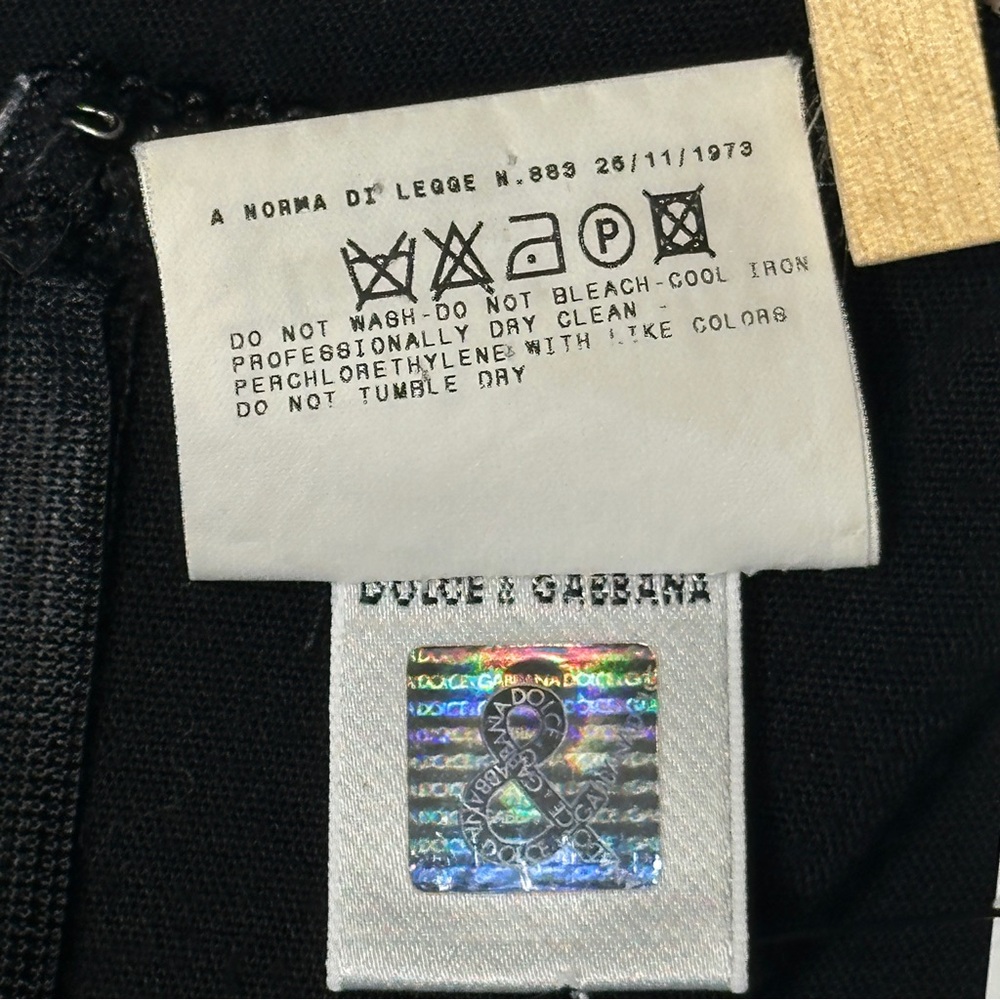 DOLCE & GABBANA | Black Scoop Neck Short Sleeve Knee-Length Dress IT 42/US 10 - Picture 16 of 16